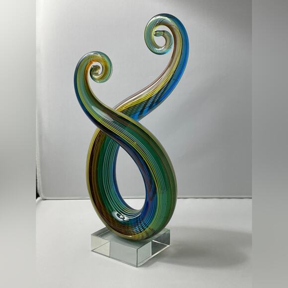 Art Glass Swirl Sculpture 9"‎ Tall Rainbow - Picture 12 of 15